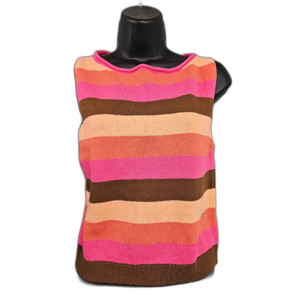 New Banana Republic Cotton Sleeveless Sweater Pinks Browns and Orange Size S $85